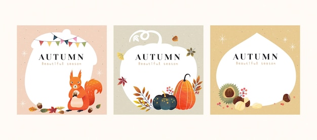 Ensemble d'illustrations d'automne