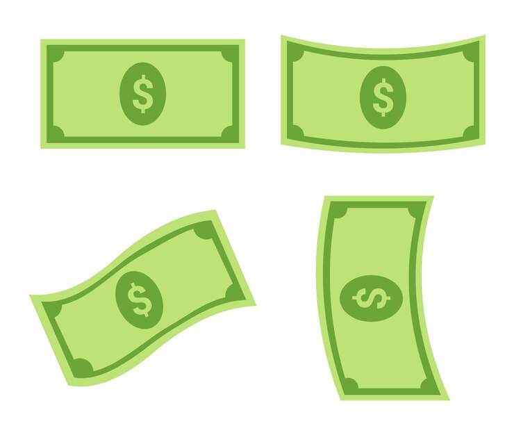 Vecteur ensemble d'illustrations de billets en dollars