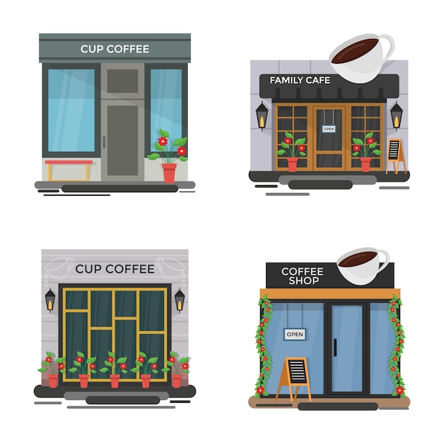 Vecteur ensemble d'illustrations de café