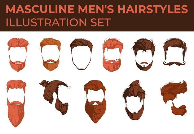 Un Ensemble D'illustrations De Coiffures Pour Hommes