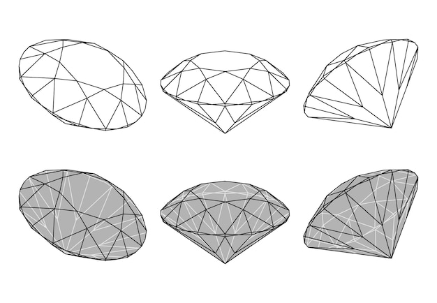 Un Ensemble D'illustrations De Diamants Isolés