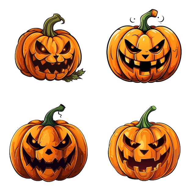 Ensemble d'illustrations de diverses citrouilles d'Halloween