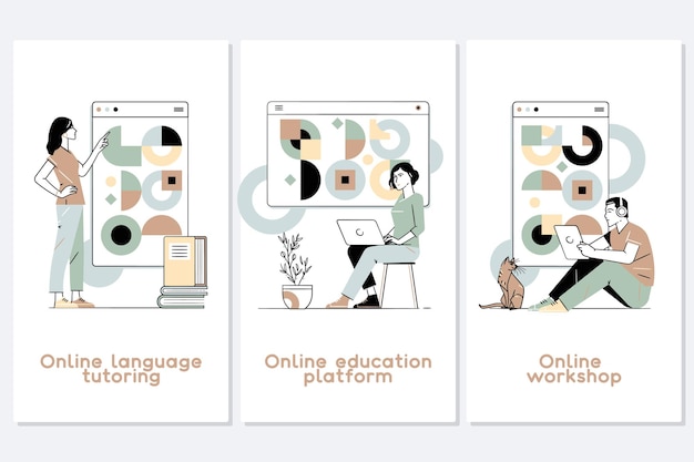 Ensemble D & # 39; Illustrations De Formation Et De Cours En Ligne