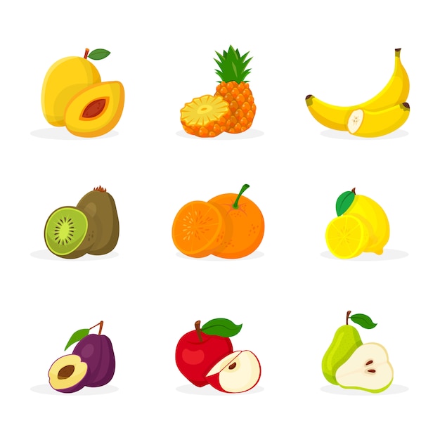 Ensemble D'illustrations De Fruits Tropicaux