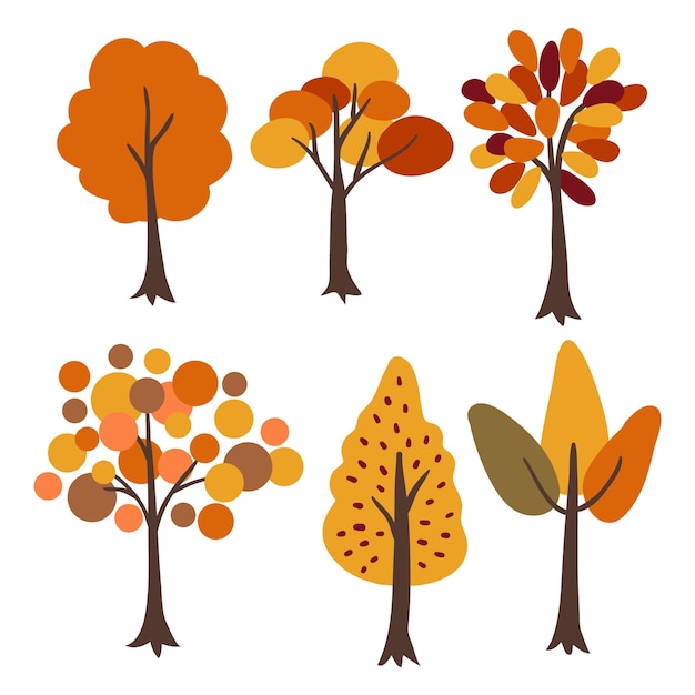 Un ensemble d'illustrations de griffons d'arbres d'automne