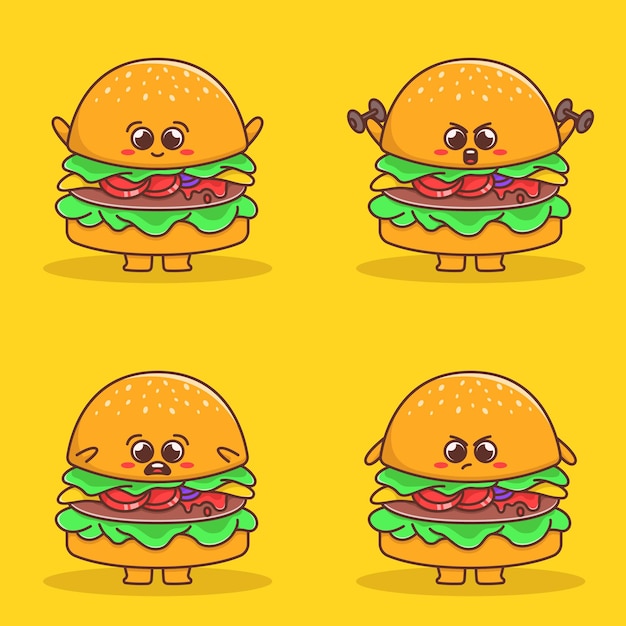 Ensemble D'illustrations De Hamburger Mignon