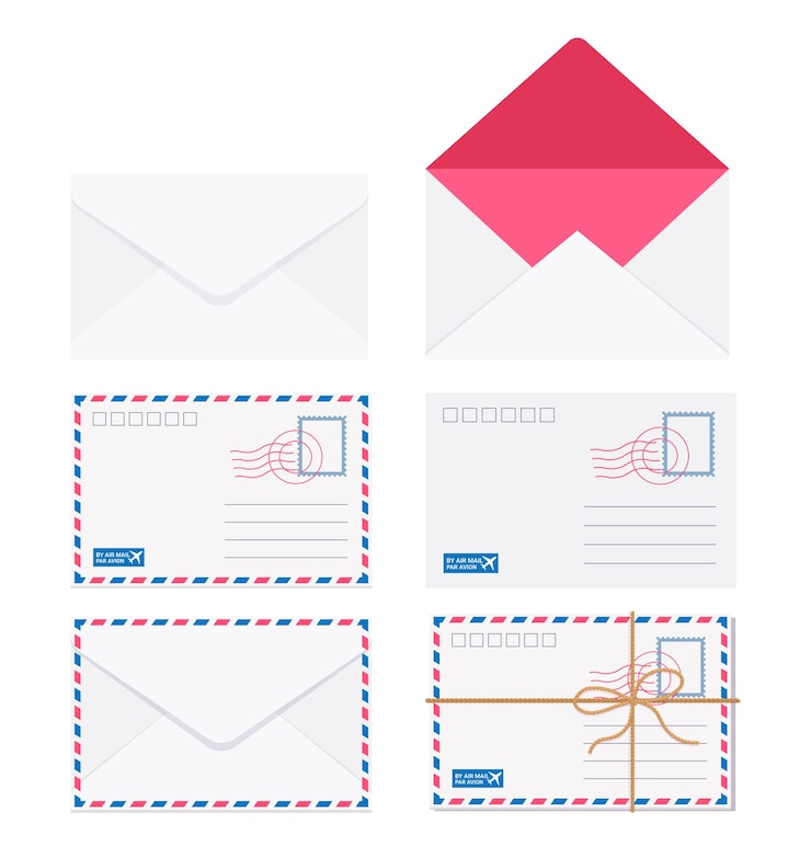 Vecteur ensemble d'illustrations d'icônes de courrier