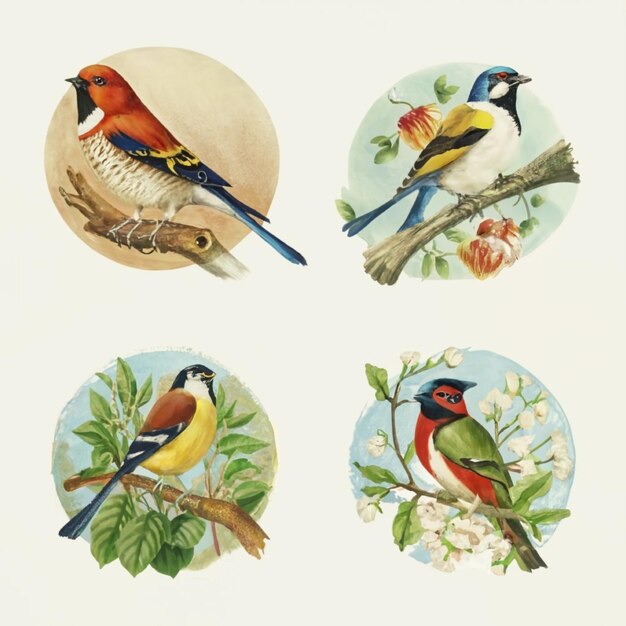 Vecteur ensemble d'illustrations d'oiseaux