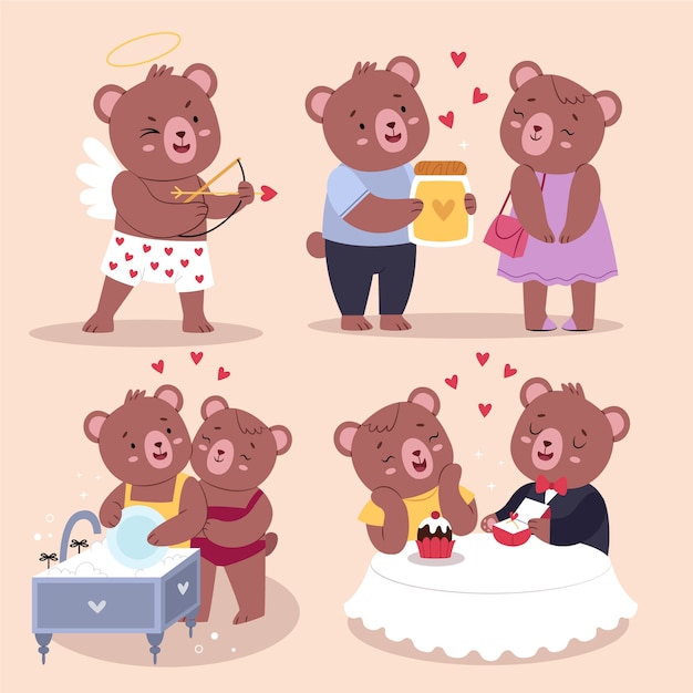 Vecteur ensemble d'illustrations d'ours