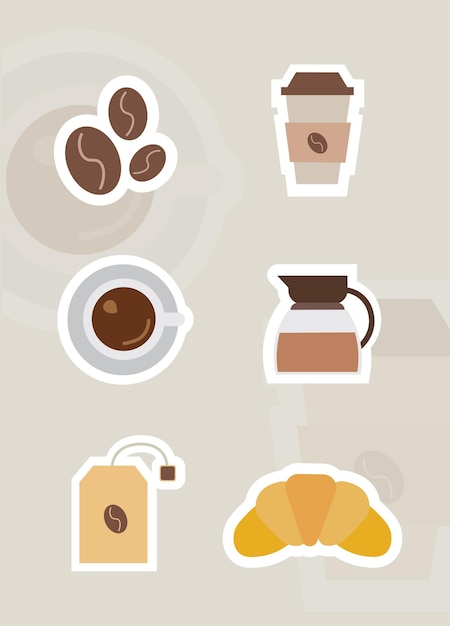 Vecteur ensemble d'illustrations des produits et des équipements du café