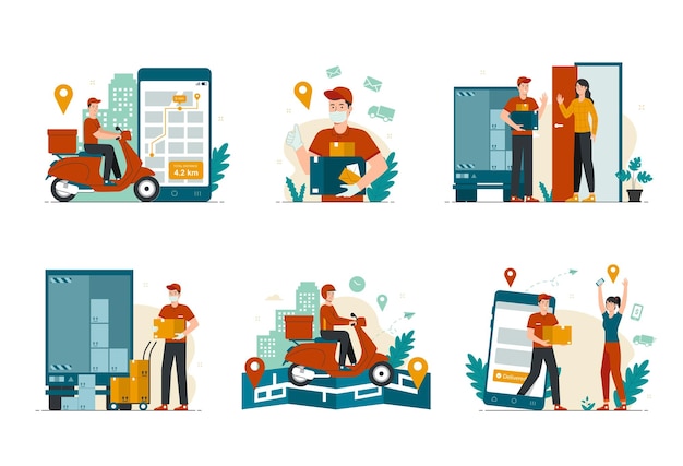 Ensemble d'illustrations de service de livraison