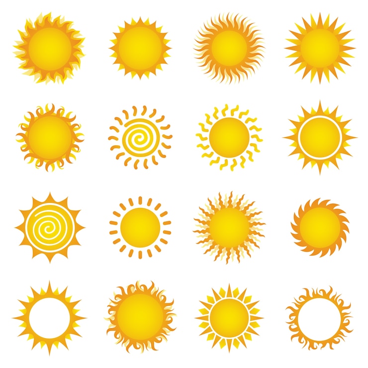 Vecteur ensemble d&#39;illustrations de soleil