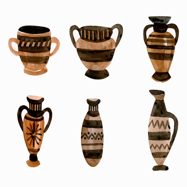 Un ensemble d'illustrations de vases en céramique