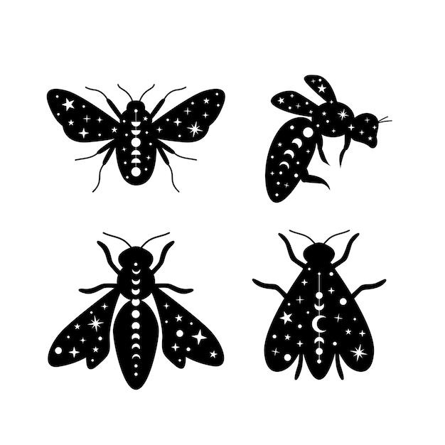 Un ensemble d'illustrations vectorielles des abeilles volantes célestes