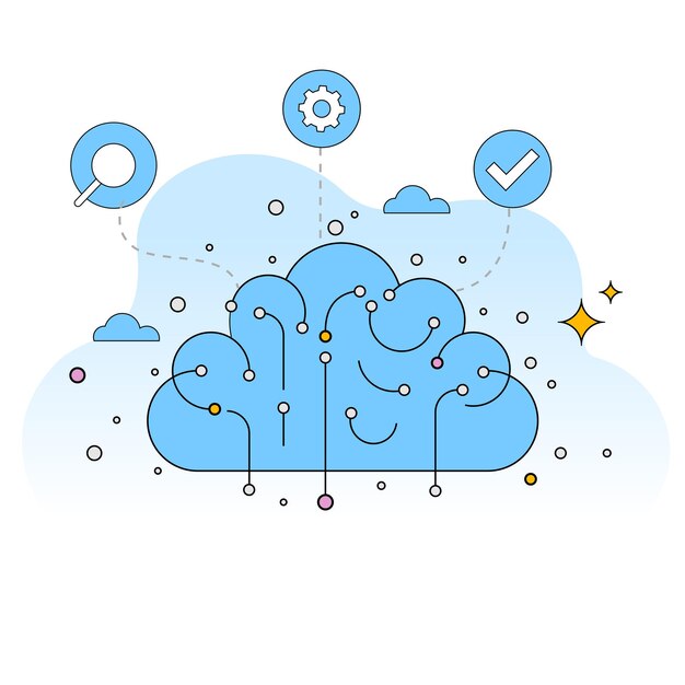 Ensemble d'illustrations vectorielles de concepts abstraits sur la sécurité des réseaux de cloud computing Protection des données de la base de données