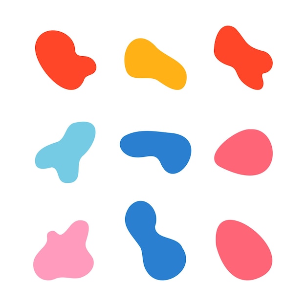Ensemble d'illustrations vectorielles dessinées à la main de blobs organiques