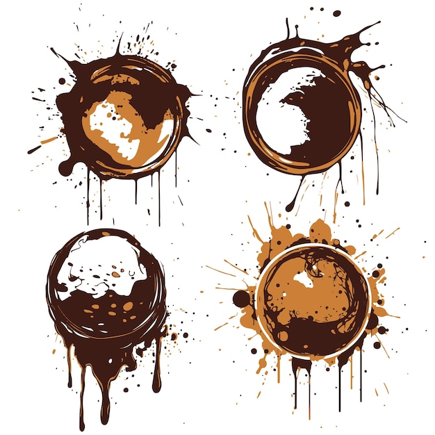 Ensemble d'illustrations vectorielles d'encre de tache de café