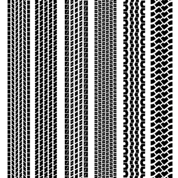 Ensemble D'illustrations Vectorielles D'impressions De Pneus Détaillées