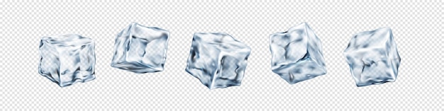 Un Ensemble D'illustrations Vectorielles Réalistes De Cristaux De Glace Cubes