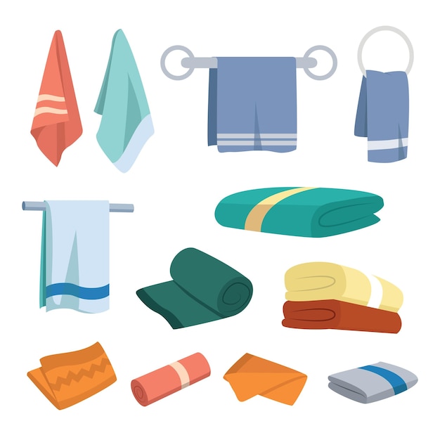 Vecteur ensemble d'illustrations vectorielles de serviettes de bain