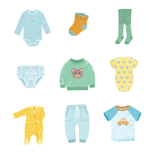 Ensemble D'illustrations De Vêtements Pour Bébés