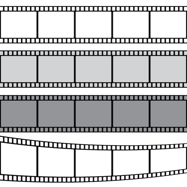 Ensemble d'images de bande de film ou de film photographique Illustration vectorielle isolée sur fond transparent
