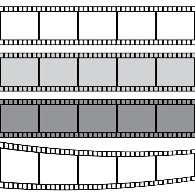 Ensemble D'images De Bande De Film Ou De Film Photographique Illustration Vectorielle Isolée Sur Fond Transparent