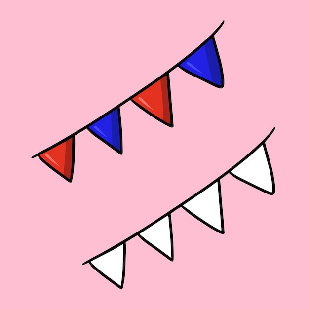 Un Ensemble D'images Drapeaux Triangulaires Lumineux Drapeaux Rouges Et Bleus Vecteur Dessin Animé