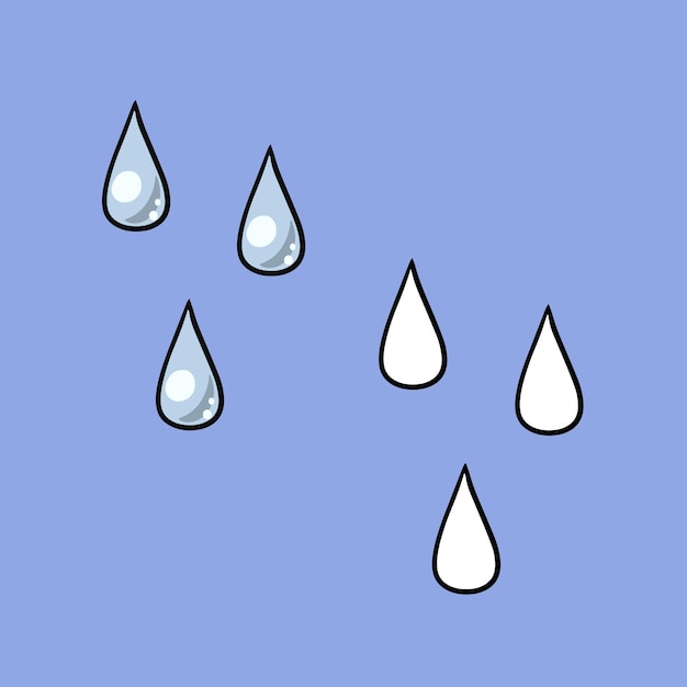 Vecteur un ensemble d'images petites éclaboussures de gouttes de pluie de dessin animé de vecteur d'eau
