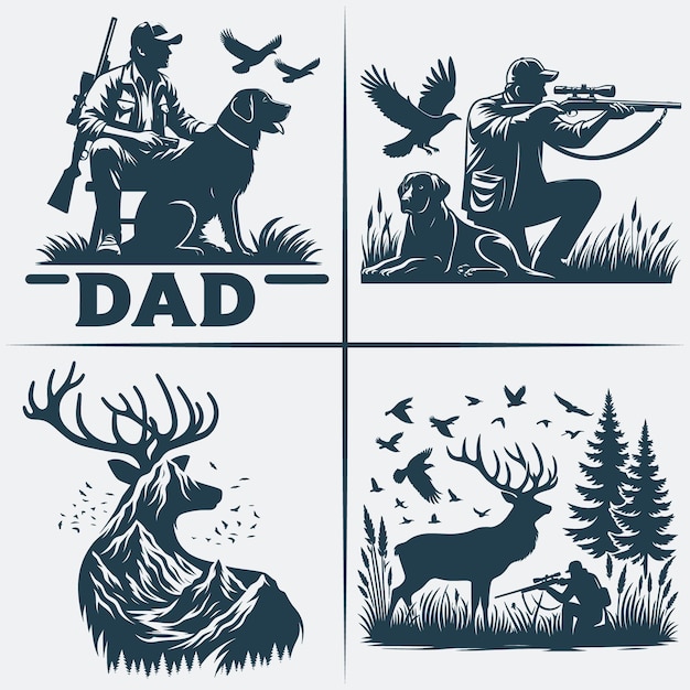 Un Ensemble D'images Pour Papa Et Papa Avec Un Cerf Et Un Cerf