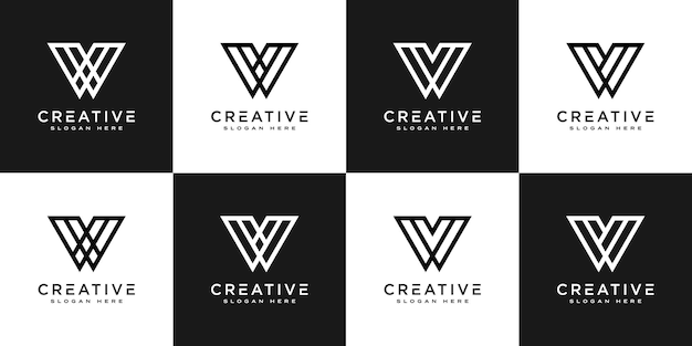 Ensemble d'initiales lettre W abstract logo vector design