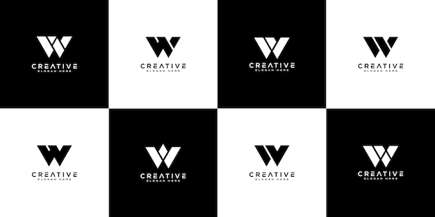 Ensemble d'initiales lettre W abstract logo vector design