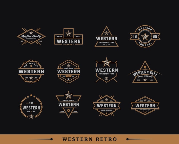 Ensemble d'insigne d'étiquette rétro vintage classique pour l'inspiration de conception de logo Western Country Texas