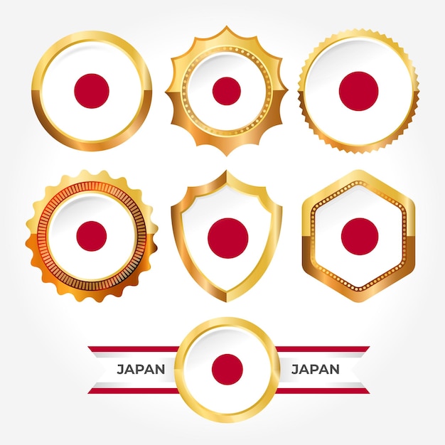 Ensemble D'insignes De Luxe Du Drapeau Du Japon