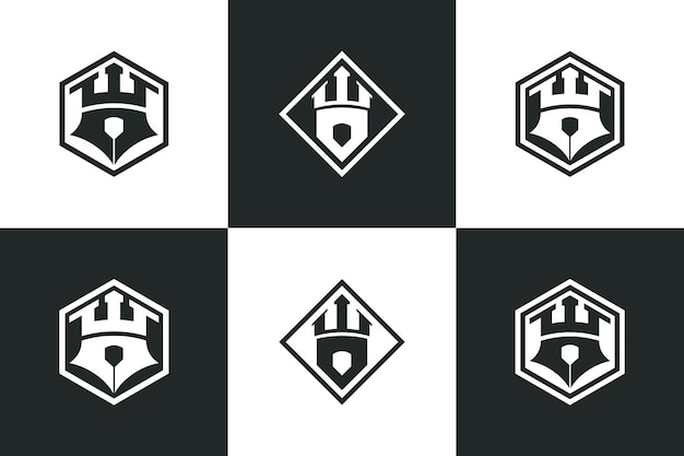 Vecteur ensemble d'inspiration de conception du logo du château avec concept créatif de modèle