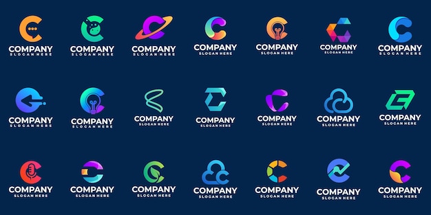 Ensemble D'inspiration De Conception De Logo Dégradé Lettre C Logo