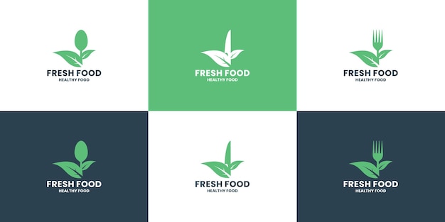 Ensemble D'inspiration De Conception De Logo D'étiquette D'aliments Frais