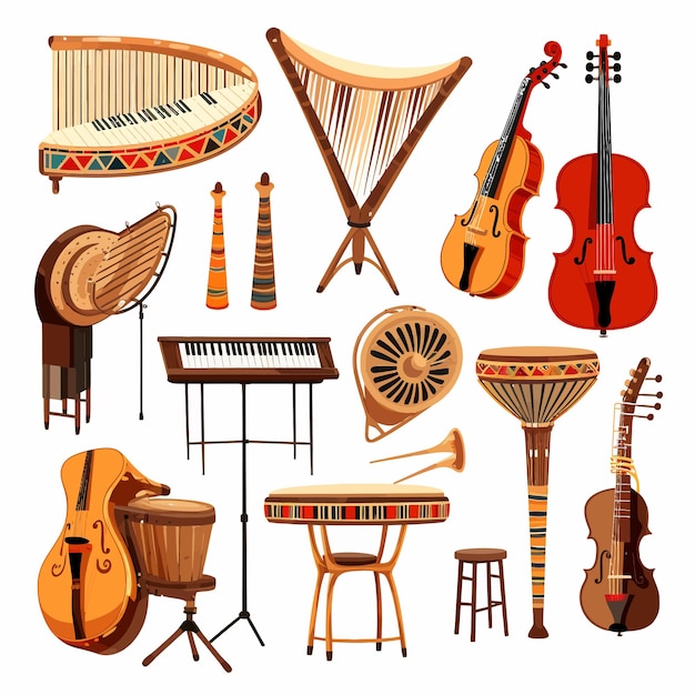 Vecteur ensemble d'instruments de musique