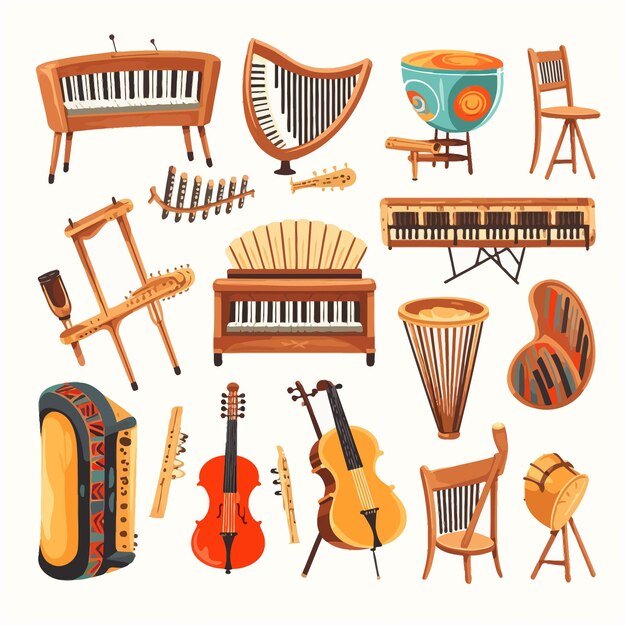 Vecteur ensemble d'instruments de musique