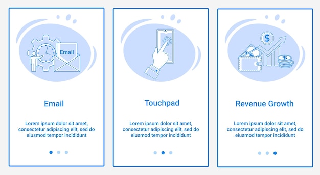 Un ensemble d'interfaces UI et UX pour l'interface utilisateur Objet E-mail Pavé tactile et croissance des revenus