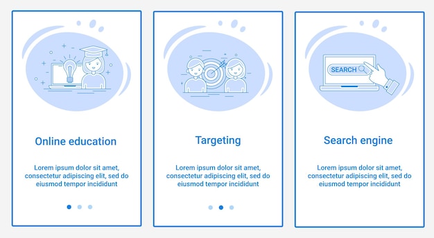 Un ensemble d'interfaces UI et UX Thème Formation en ligne Ciblage et moteur de recherche