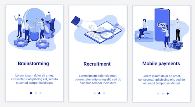 Un Ensemble D'interfaces Ui Et Uxle Sujet Est Brainstorming Recrutement Et Paiements Mobiles