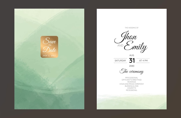 Ensemble D'invitation De Cartes De Mariage Save The Date Sea Style Design Aquarelle