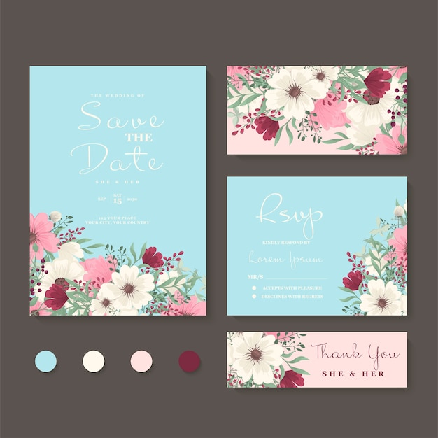 Ensemble D'invitation De Mariage Floral