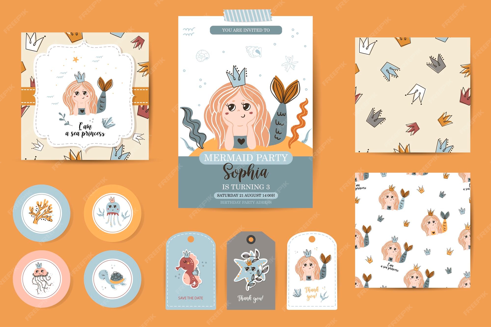Images Mermaid Birthday Card Vecteurs Photos Et Psd Gratuits