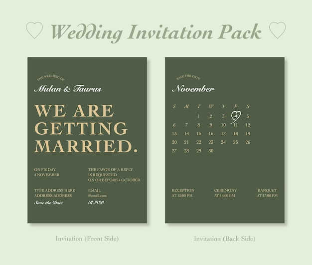 Vecteur ensemble d'invitations de mariage