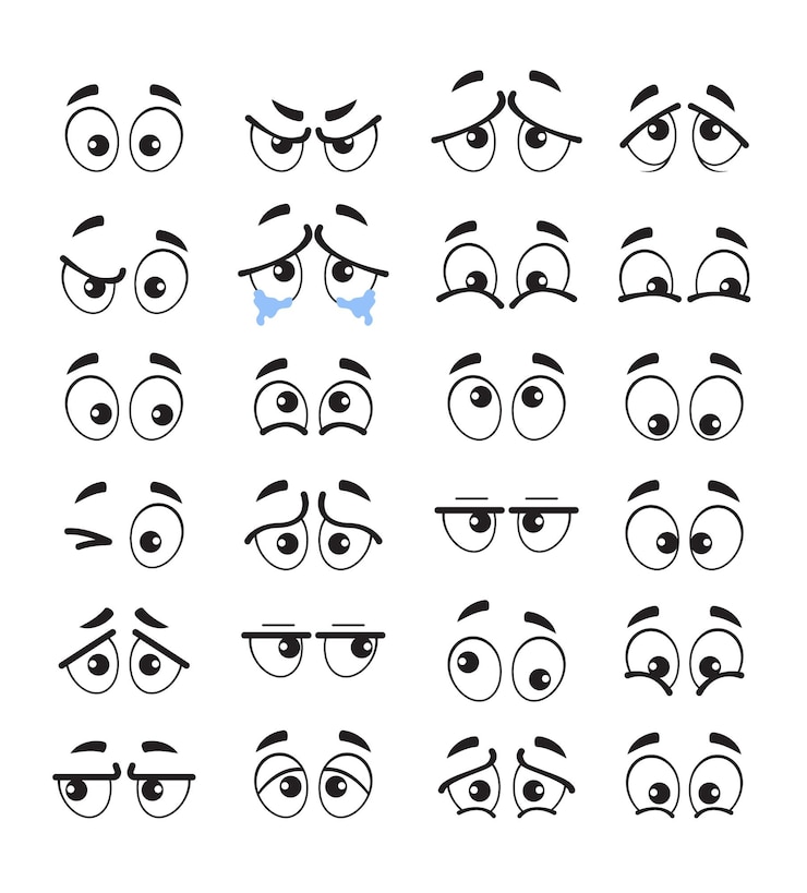 Vecteur ensemble isolé de personnages de dessin animé yeux émotion