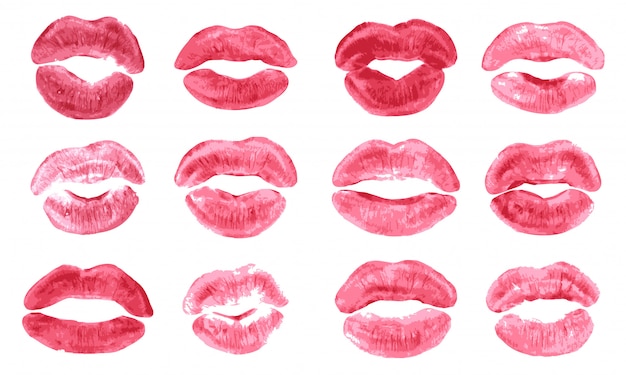 Ensemble isolé de rouge à lèvres baiser