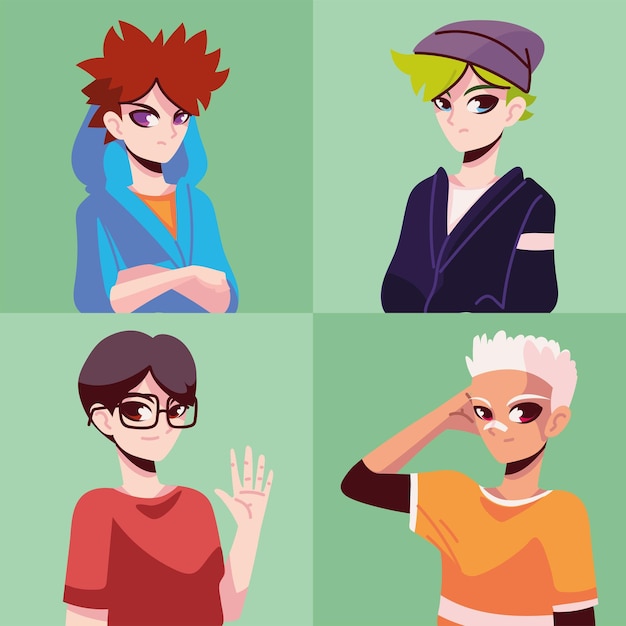 Ensemble De Jeunes Hommes Anime