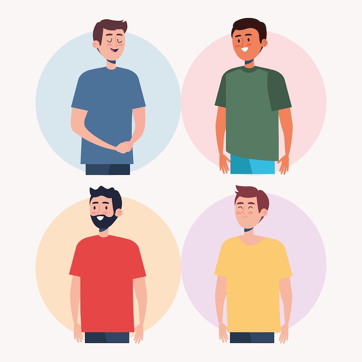 Vecteur ensemble de jeunes hommes